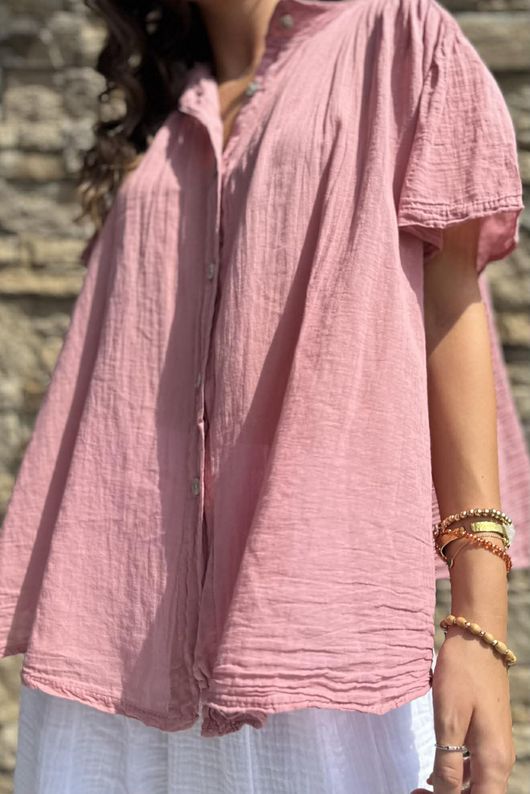 Asher Cap Sleeve Blouse Indian Pink